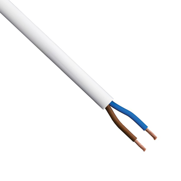 2 Core White Flexible Cable - 0.5mm x 10 Metres