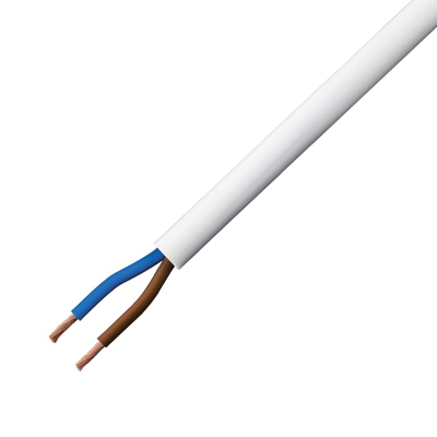 2 Core White Heat Resistant Flexible Cable - 0.75mm x 10 Metres Left