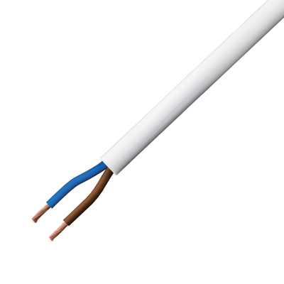 2 Core White Light Duty Flexible Cable - 0.5mm x 50 Metres Left