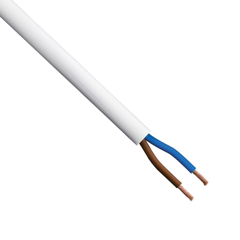 2 Core White Light Duty Flexible Cable - 0.75mm x 100 Metres