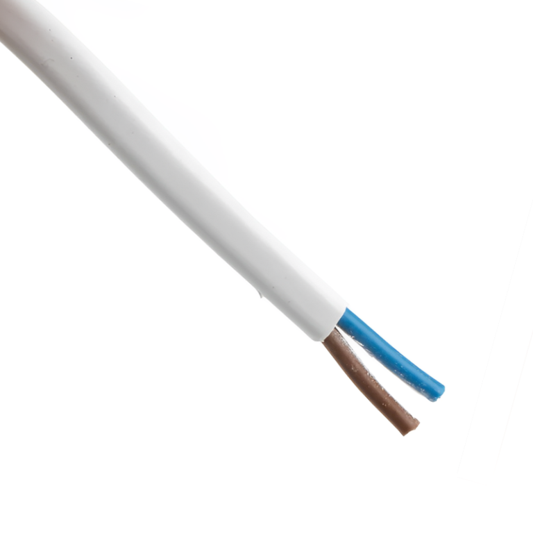2 Core White Oval Flexible Cable - 0.5mm x 10 Metres