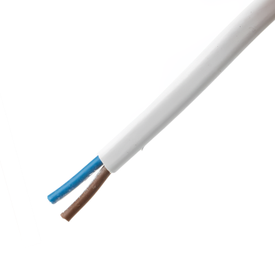 2 Core White Oval Flexible Cable - 0.5mm x 100 Metres Left