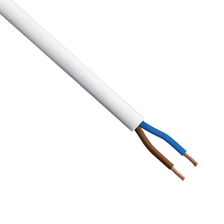 2 Core White Standard Flexible Cable - 0.75mm x 100 Metres