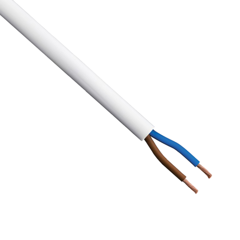 2 Core White Standard Flexible Cable - 1.0mm x 10 Metres