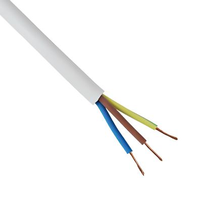 3 Core White Light Duty Flexible Cable - 0.5mm x 100 Metres