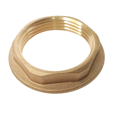 Brass BSP Threaded Flanged Hexagon Basin Waste Backnut - 1 1/2 Bottom