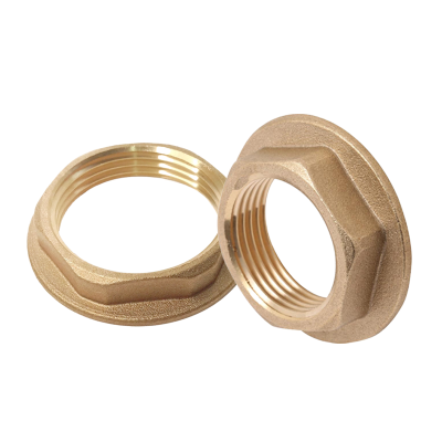 Brass BSP Threaded Flanged Hexagon Basin Waste Backnut - 1 1/2 Double