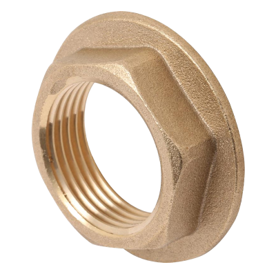 Brass BSP Threaded Flanged Hexagon Backnut - 1/2" Left