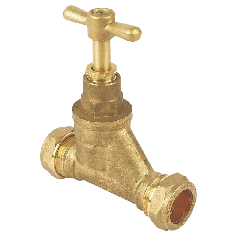 Brass Compression DZR Mains Stopcock Tap - 42mm