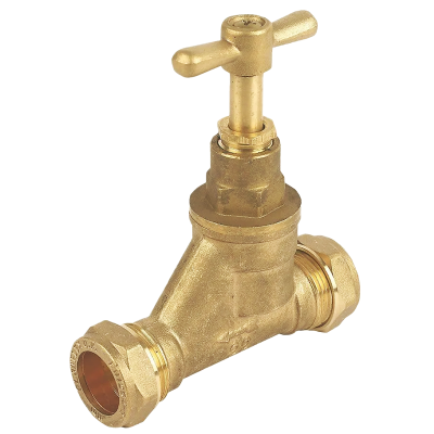 Brass Compression DZR Mains Stopcock Tap - Left