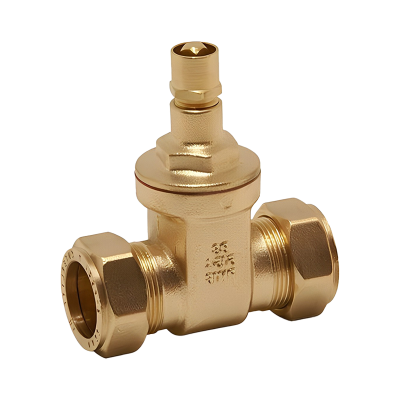 Brass Compression Lockshield Gate Valve - 22mm Left