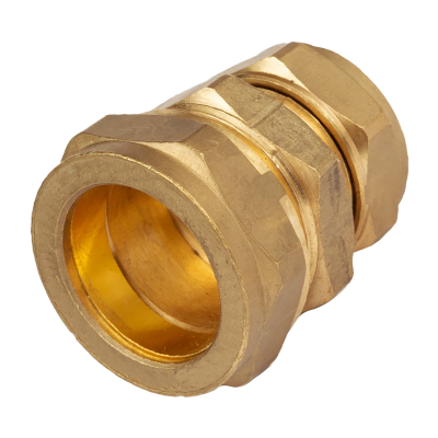 Brass Compression MDPE Reducing Coupling - 32mm x 28mm Left