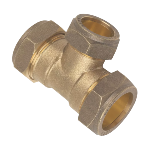 Brass Compression Reducing Tee - 22mm x 22mm x 15mm