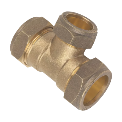 Brass Compression Reducing Tee - 28mm x 28mm x 22mm