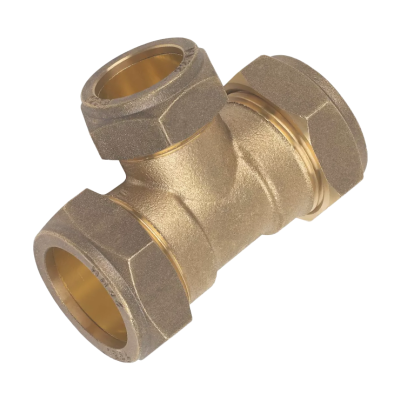 Brass Compression Reducing Tee - 22mm x 22mm x 28mm Left