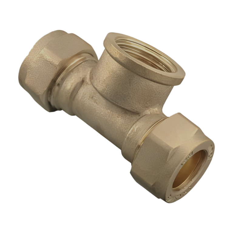 Brass Compression Threaded Centre Tee - 15mm x 15mm x 1:2