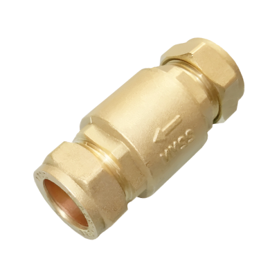 Brass Full Flow Spring Check Valve - 22mm Left