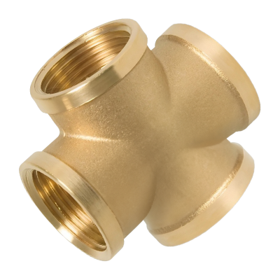 Brass Threaded Equal Cross - 3:4 BSP Left