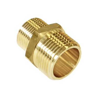 Brass Threaded Hexagon Reducing Nipple - 1 1:4 x 1 BSP