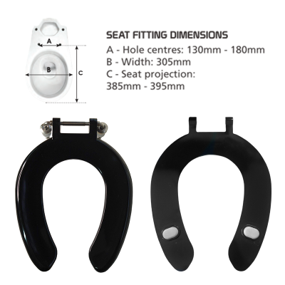 Celmac Crescent Black Child Junior JR Toilet School Seat Sizing