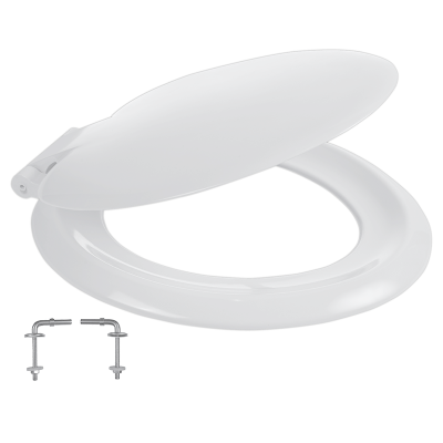 Celmac Sonata White Toilet Seat & Cover With Stainless Steel Hinges Image