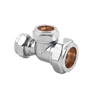 Chrome Compression Reducing Tee – 22mm x 15mm x 15mm_