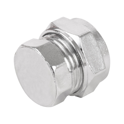 Chrome Plated Brass Compression Stop End - 15mm Left