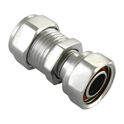 Chrome Plated Brass Compression Straight Tap Connector - 15mm x 1:2 BSP