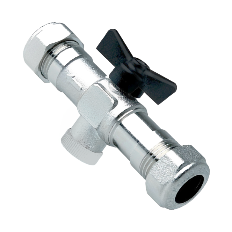 Chrome Plated Brass Double Check Valve with Isolating Valve - 15mm