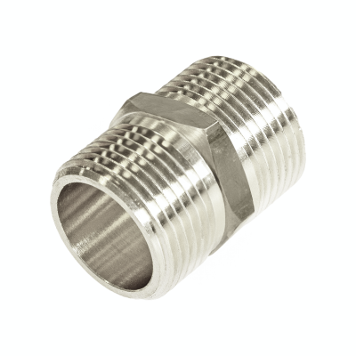 Chrome Plated Brass Threaded Hexagon Nipple - 1:2 BSP Left