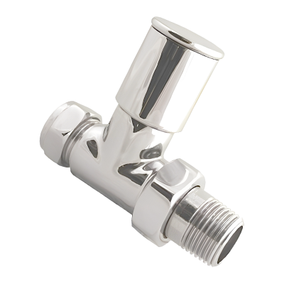 Chrome Straight Towel Warmer Valve - 15mm