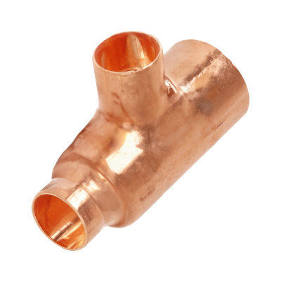 Copper End Feed Reducing Tee - 22mm x 15mm x 15mm Left