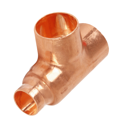 Copper End Feed Reducing Tee - 28mm x 15mm x 22mm Left