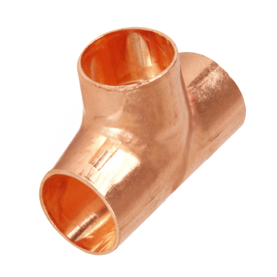 Copper End Feed Swept Pitcher Tee - 28mm Left