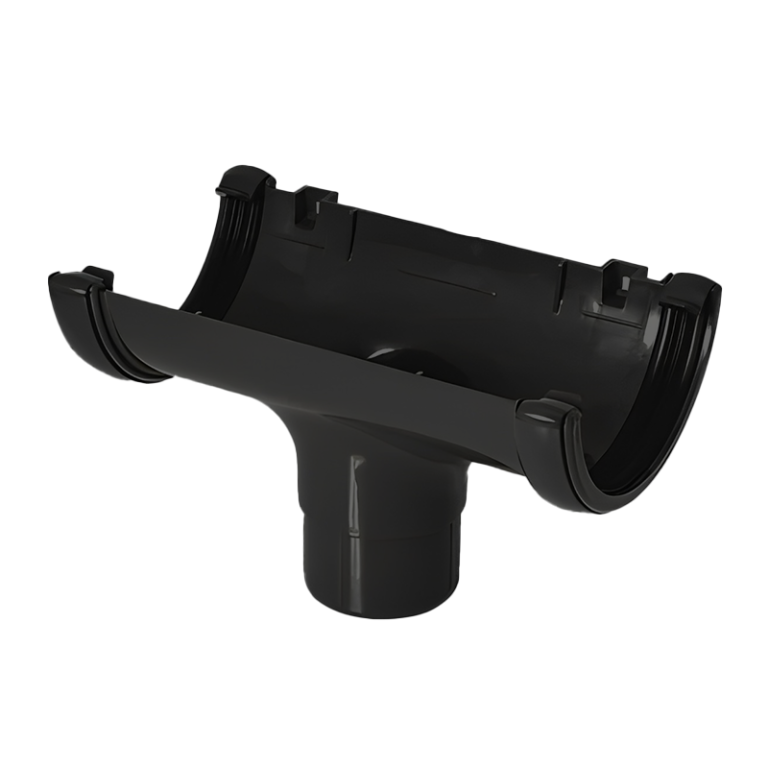 FloPlast Black Half Round Gutter Running Outlet - 112mm