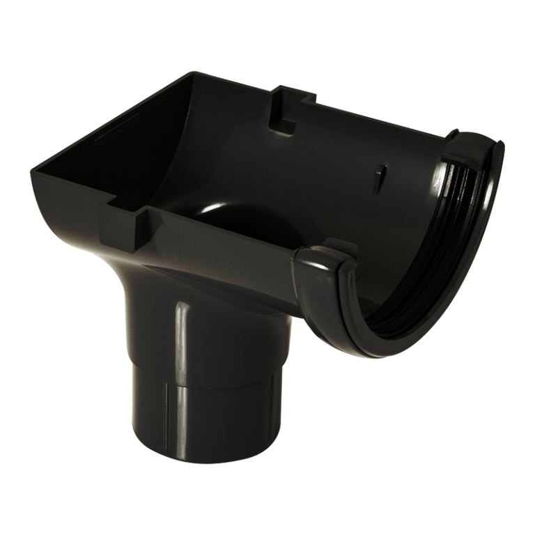 FloPlast Black Half Round Gutter Stop End Outlet - 112mm