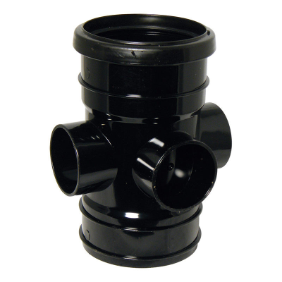 FloPlast Black Ring Seal Soil Boss Pipe Single Socket - 110mm