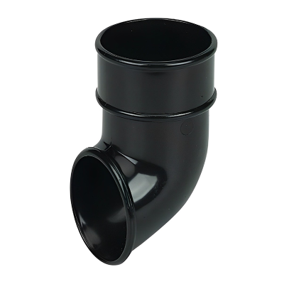 FloPlast Black Round Gutter Pipe Shoe - 68mm Left