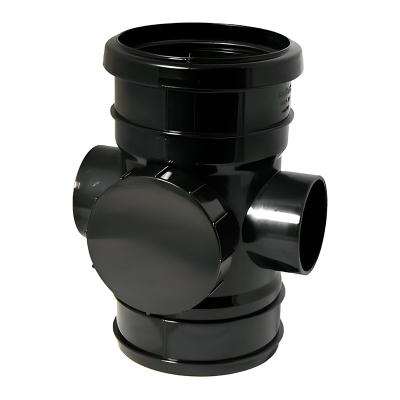 FloPlast Black Soil Access Ring Seal Socket to Solvent - 110mm Left