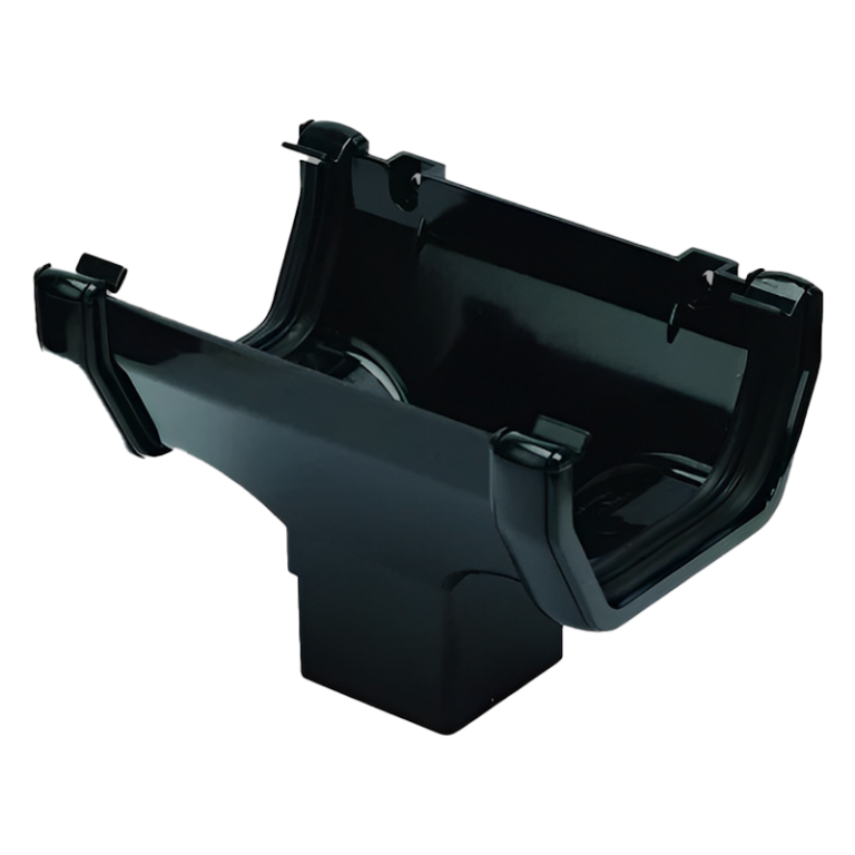 FloPlast Black Square Gutter Running Outlet - 114mm