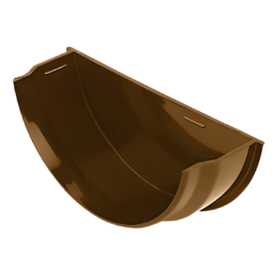 FloPlast Brown Half Round Gutter Internal Stop End - 112mm Left