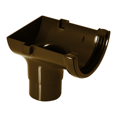 FloPlast Brown Half Round Gutter Stop End Outlet - 112mm