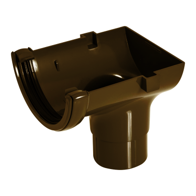 FloPlast Brown Half Round Gutter Stop End Outlet - 112mm Left