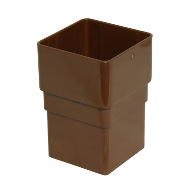 FloPlast Brown Square Downpipe Socket - 65mm Left