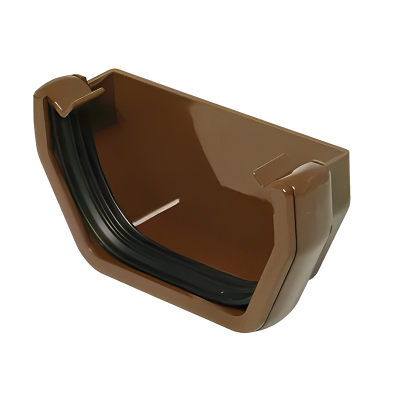 FloPlast Brown Square Gutter External Stop End - 114mm Left