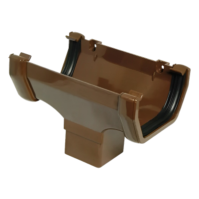 FloPlast Brown Square Gutter Running Outlet - 114mm