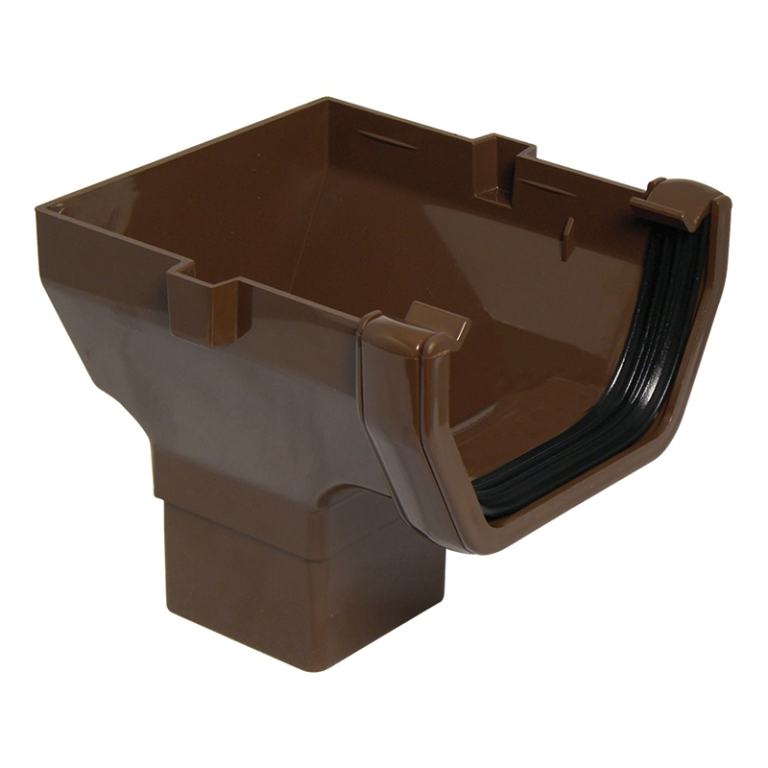 FloPlast Brown Square Gutter Stop End Outlet - 114mm