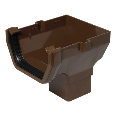 FloPlast Brown Square Gutter Stop End Outlet - 114mm Left