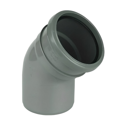 FloPlast Grey Ring Seal Soil 135° Socket to Spigot Bend - 110mm