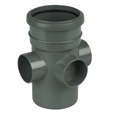 FloPlast Grey Ring Seal Soil Boss Pipe Single Socket - 110mm